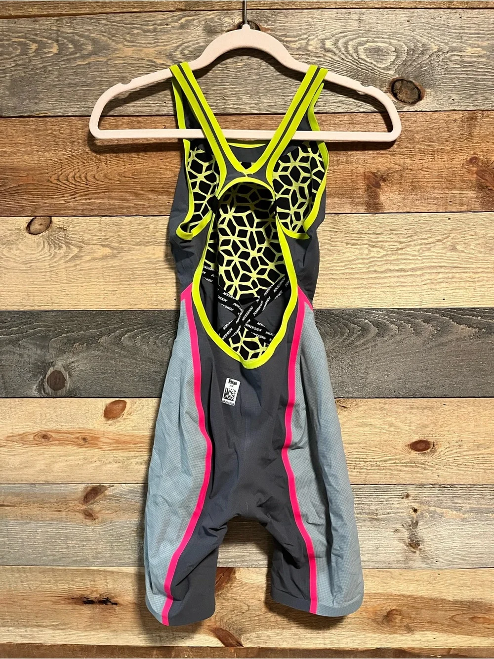 Arena Women's Racing Tech Suit in Charcoal with Neon Trim Size 30